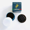 Cecilia Rosin For Bass Softer Formula, blue box with logo, shown with rosin spreader
