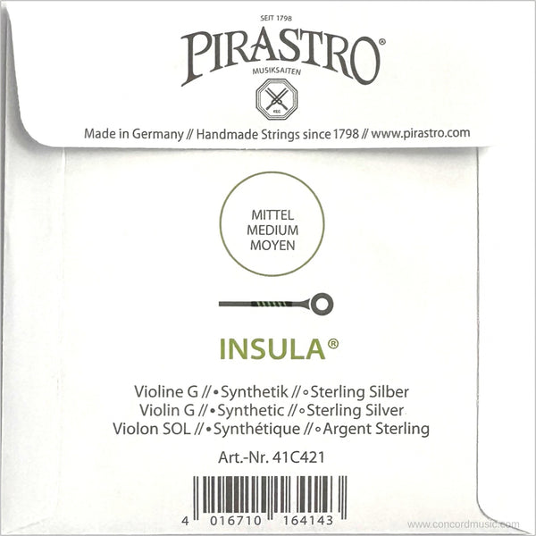 Pirastro Insula violin G string package, ,synthetic core and sterling silver