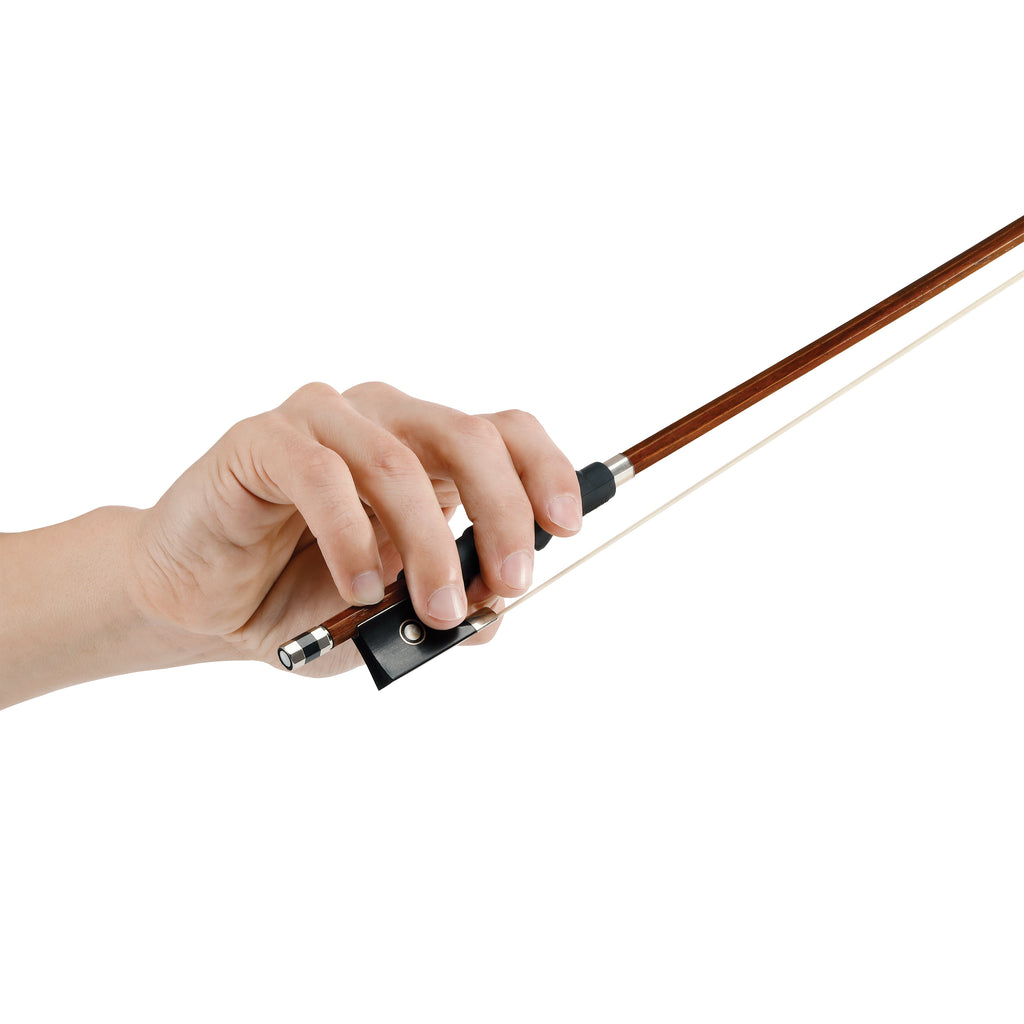 D'Addario Bowmaster shown on violin bow with hand