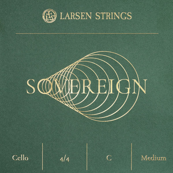 Larsen Sovereign Cello C String packaging, green with gold print
