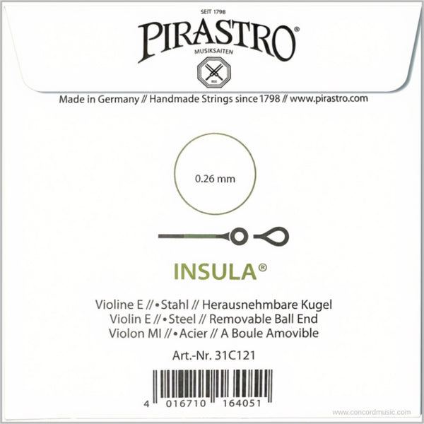 Pirastro Insula violin E string package, steel with removable ball end
