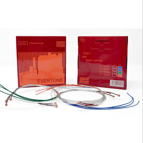 Thomastik Evertone ET100 violin strings packaging front and back