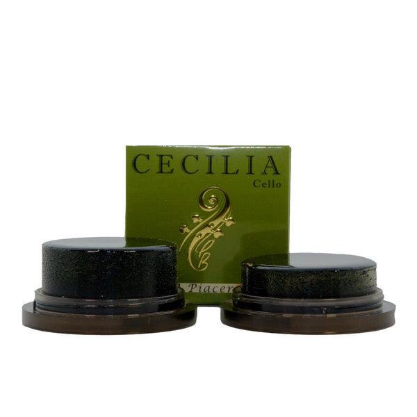 New Andrea Cecilia Cello Rosin A Piacere showing full and 1/2 size cakes side by side