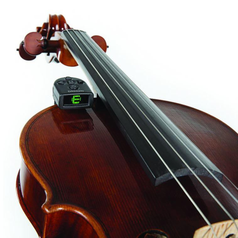 D'Addario NS Violin Micro Tuner on fiddle